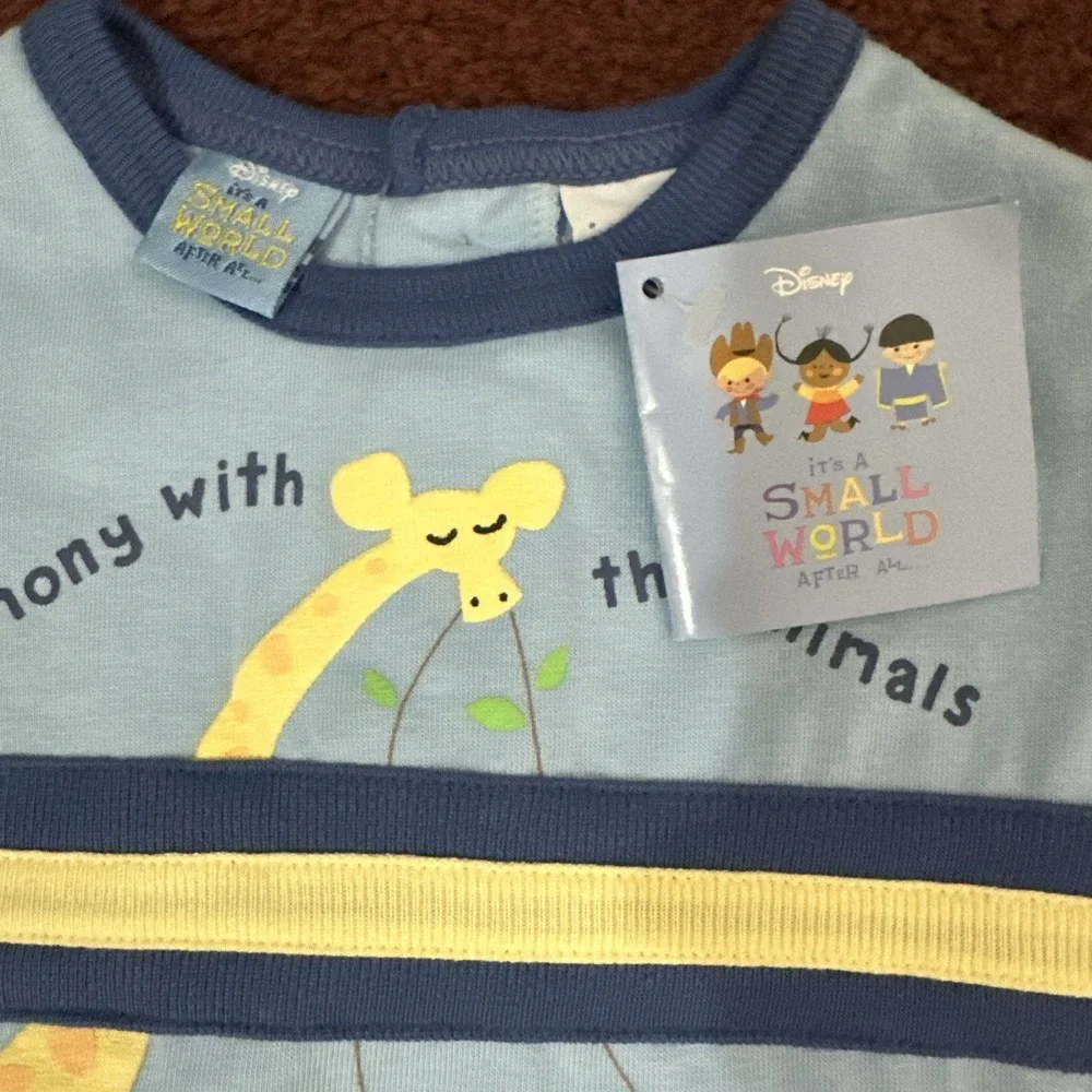 Rare Disney It's a Small World After All 2 Pc Boys Pants Shirt Outfit 12M‎ NWT